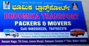 Bhumika packers and movers in Ballari